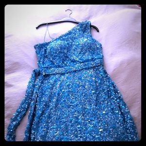 Aiden Mattox sky blue sequin cocktail dress